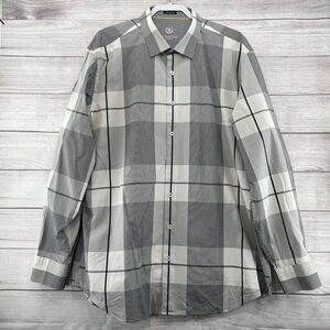 Bugatchi Men’s 2XL  Black &White Classic Fit Long Sleeve Button‎ Up Flip Cuff